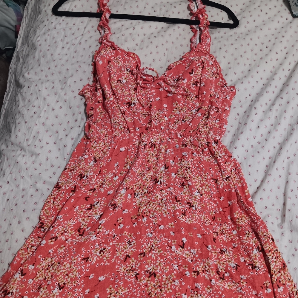 Timing Floral Reddish Orange Sundress Size Large